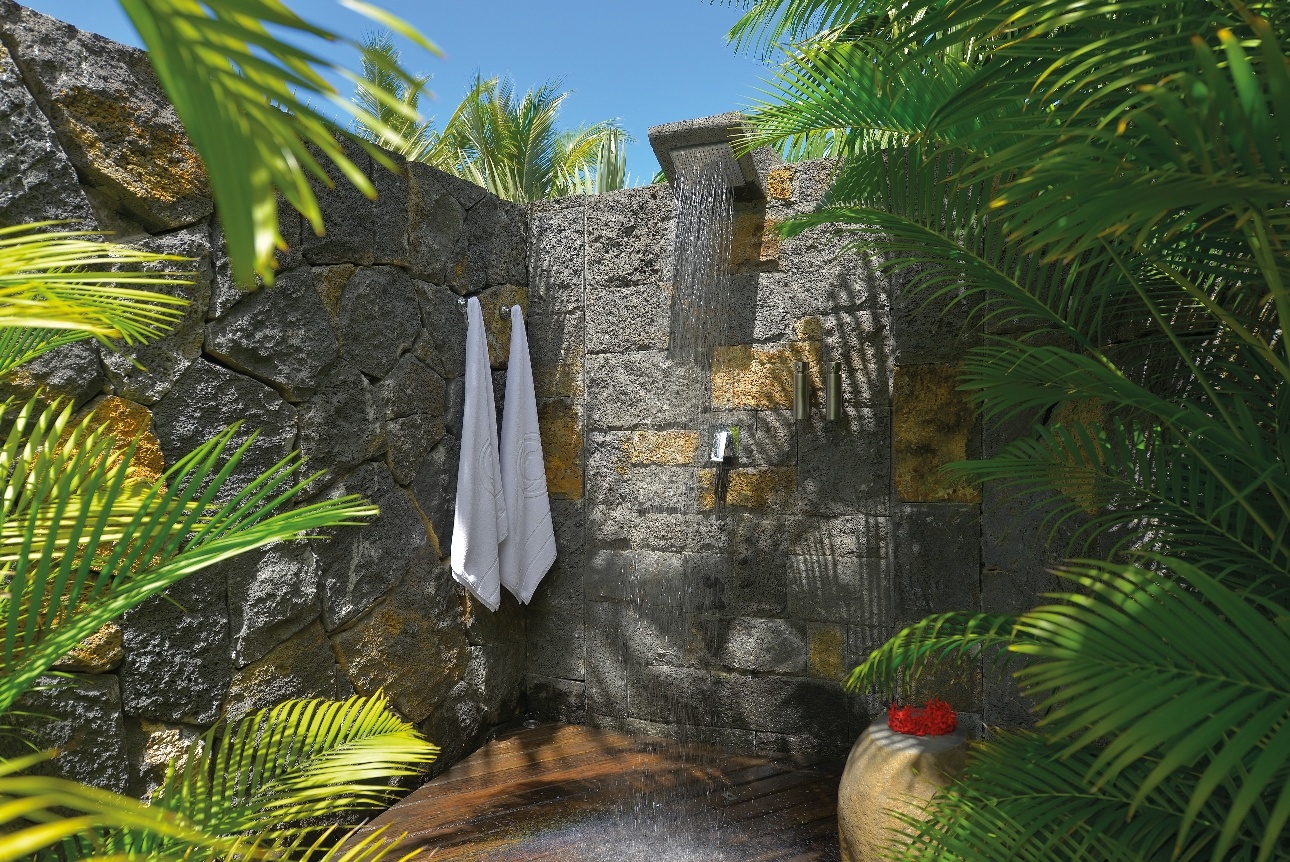 A romantic outdoor shower for two
