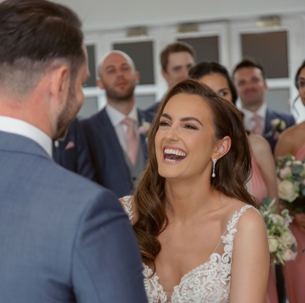 Bride laughing