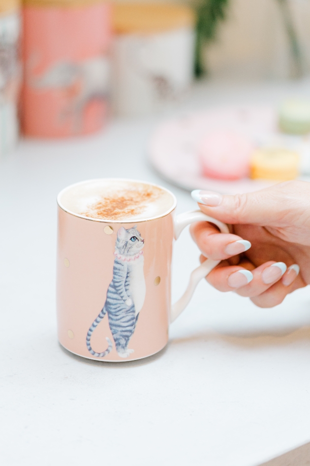 pink cat mug