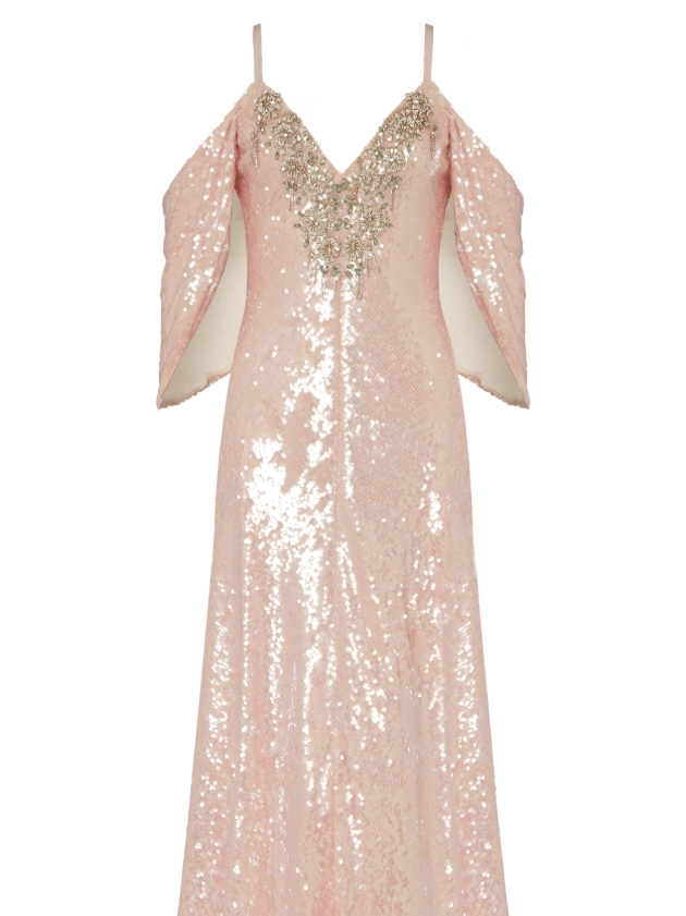 stock image of pink sequin dress