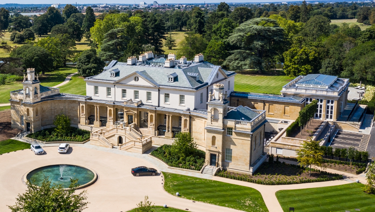 The exterior and grounds of The Langley hotel and spa in Iver, Buckinghamshire