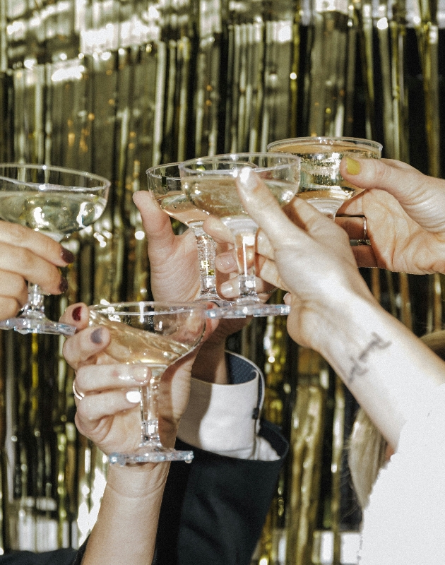 Champagne glasses toasting